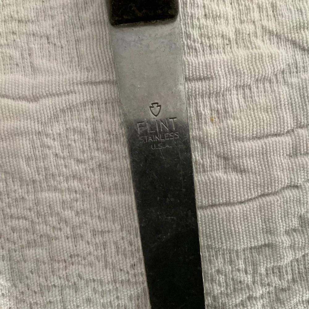 Vintage Flint Stainless USA Black Handle Kitchen Cooking Serving Spoon Utensil‎